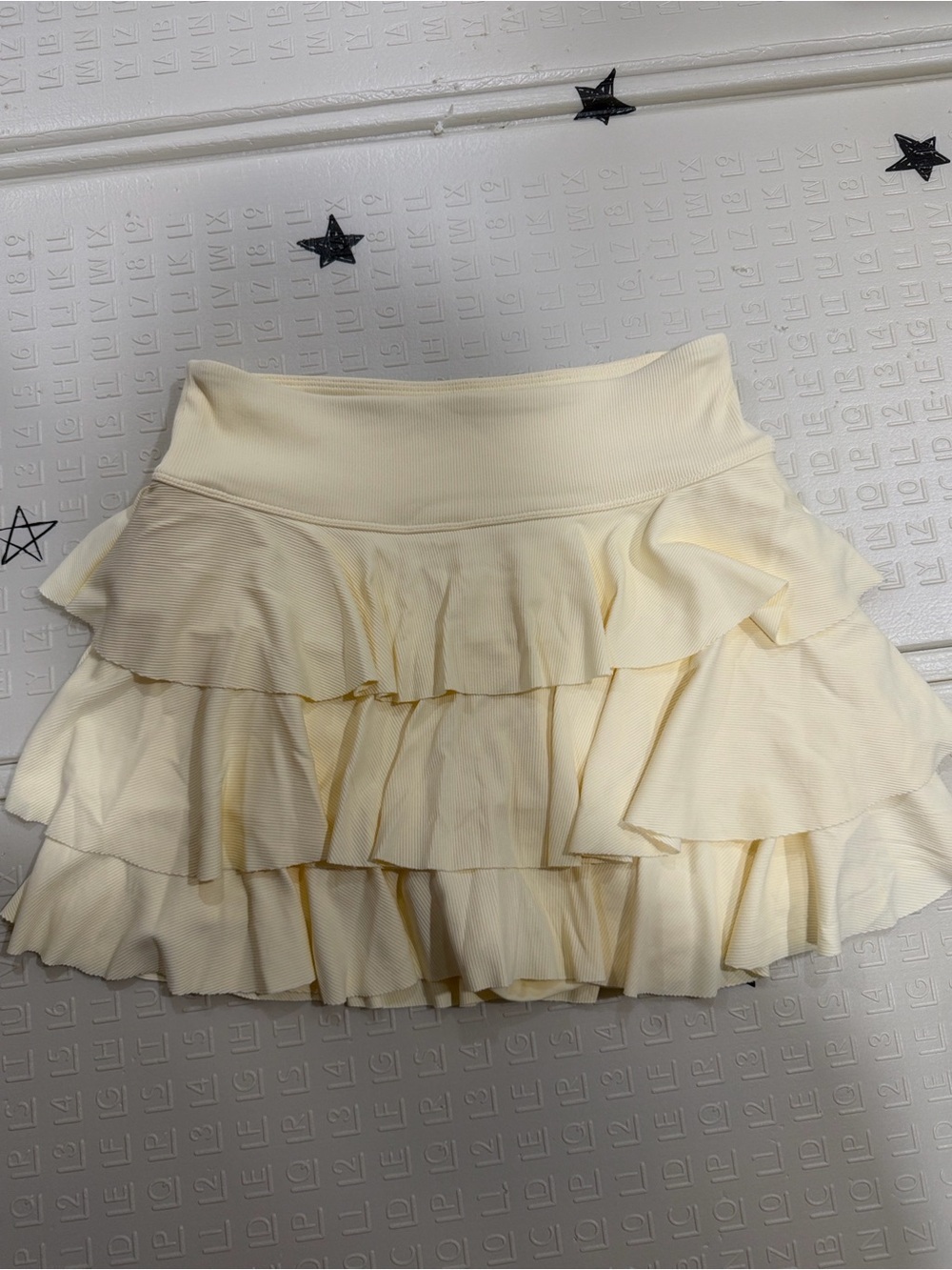 Arizona Jean Company Cream Tiered Ruffle Mini Skirt